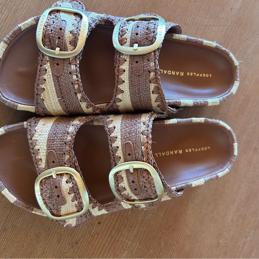 Loeffler Randall Brown and Cream Sandals